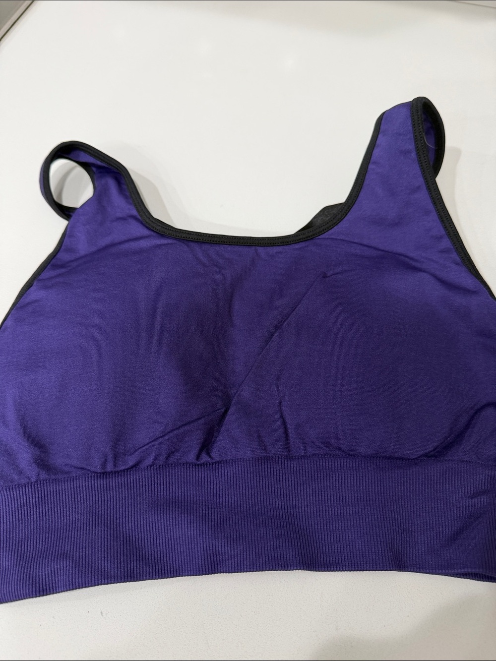 Fabletics Deep Purple Sports Bra with Black Trim